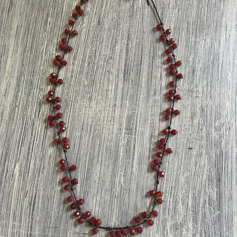 Lucky Brand Long Red Beaded Necklace